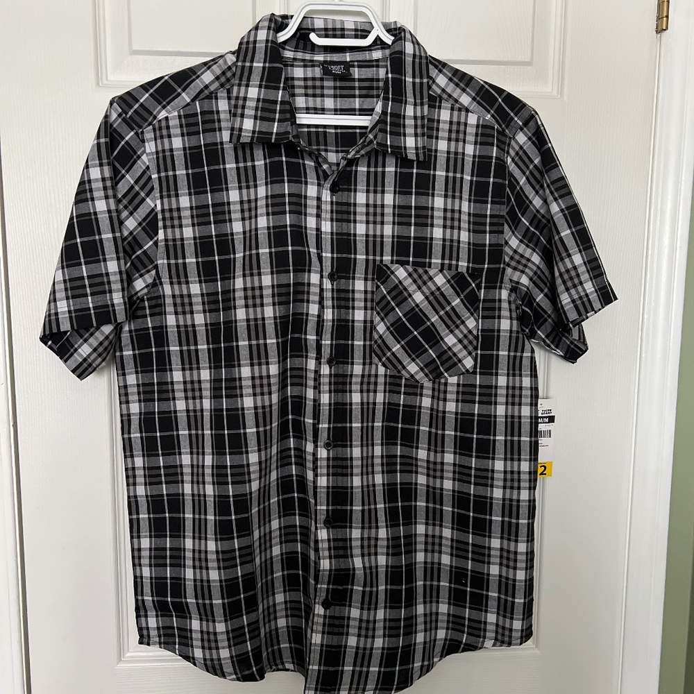 Men's Plaid Button Up Shirt - Size M